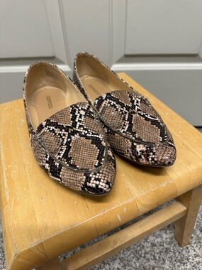 Express Snake-Print Slip-On Loafers in Brown and Black